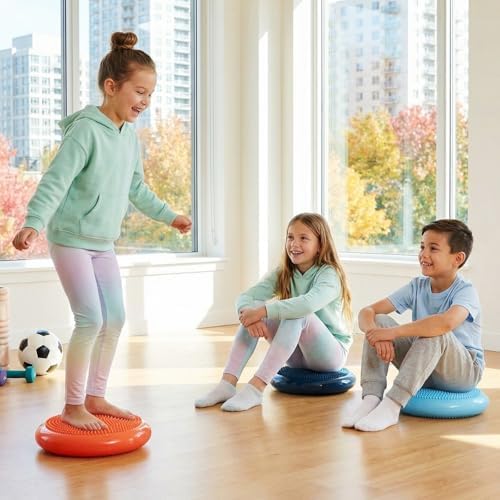 Libima 4 Pcs Wiggle Seat for Kids Inflated Wobble Cushion