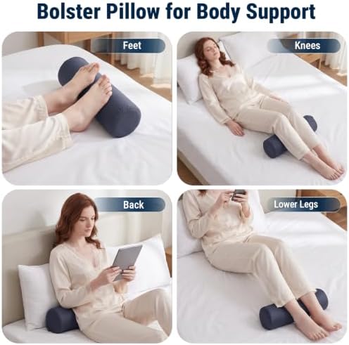 Neck Roll Pillow, Neck Pillow for Sleeping with Cooling, Washable Cover