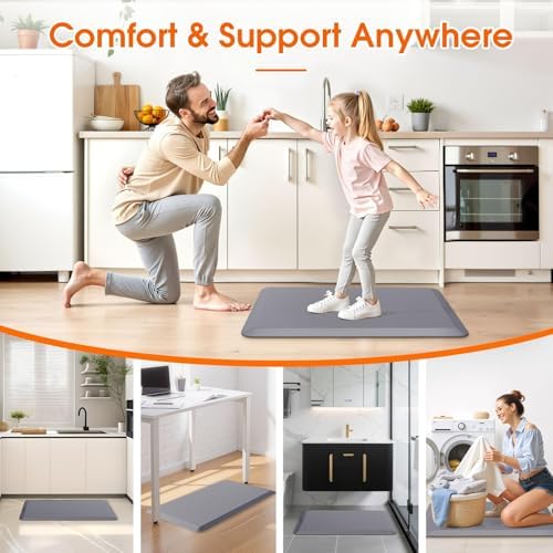 Kitchen Mat for Floor, Anti-Fatigue Mat Kitchen Rug, 17.3"x39"x0.5'', Grey
