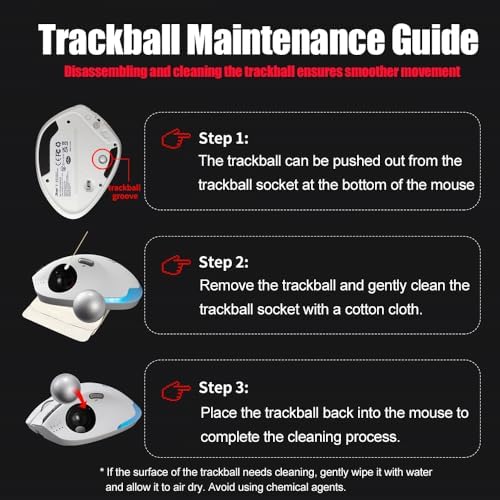 zelotes Trackball Mouse,Rechargeable Wireless Bluetooth Mouse,4800 DPI (5-Level Adjustable), Dual Mode (BT 5.0/3.0 + 2.4G USB Receiver),LED Lighting,Ergonomic Design,for Laptop, PC, Pad (White)