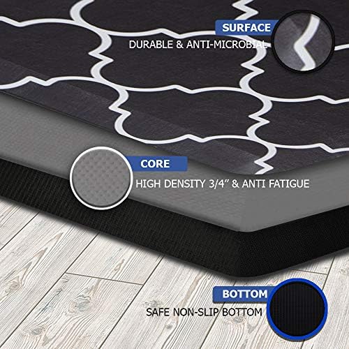 Mabel Home Anti Fatigue Floor Mat- 3 Size(20x32 & 20x39 & 24x70),16 Colors - Standing Desk Mat-Kitchen Floor Mat-Stain ResistantHome Non-Slip Bottom, Extra Soft (Diamond, 24" x 70")