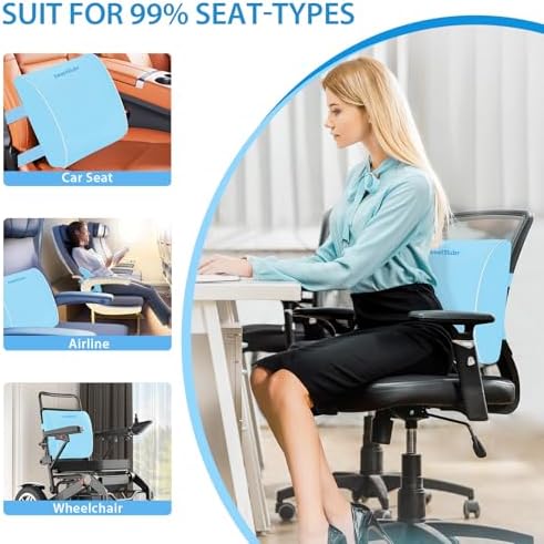 SweetSlubr Lumbar Support Pillow for Office Chair(Light Blue,XL)