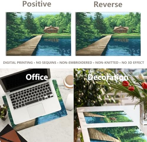 Peaceful Retreat Forest Getaway Linen Placemats, Lakeside Dwelling Wooden Abode Table Mats for Table Washable Heat Insulation Thick Dining Mat, Indoor/Outdoor 12X18 in 8 Pcs