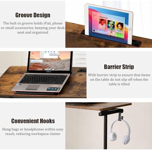 Hadulcet Small Standing Desk Height Adjustable with Tiltable Tabletop