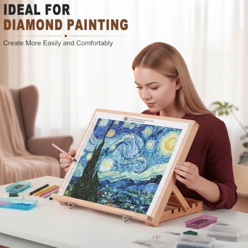 16.5"x12" Beechwood Tabletop Easel with Paint and Sketch Papers,Mask Tape