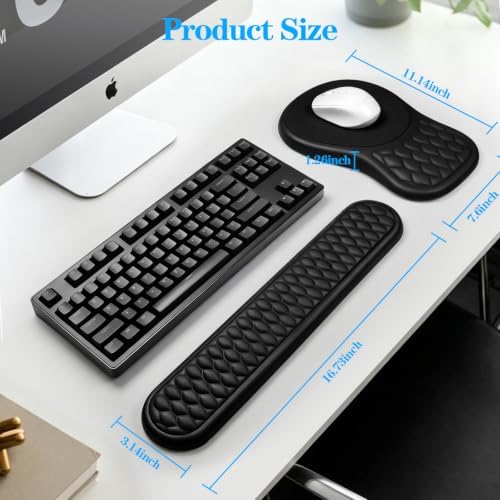 Wrist Rest for Computer Keyboard and Mouse Pad Set with Massage Design