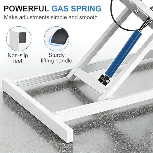 Stand Up Desk Riser, 37-Inch, Adjustable Height Stand Up Desk Converter Double Monitor and Laptop Riser Workstation for Workstation Computer Table Sitting, White