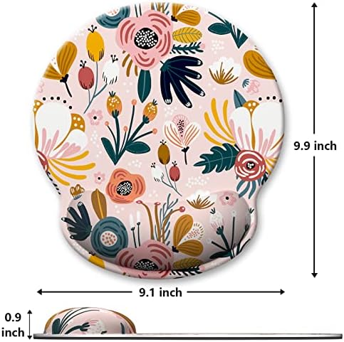 Ergonomic Mouse Pad with Wrist Support, Floral Memory Foam Wrist Rest Mouse Pads, Cute Computer Laptop Office Accessories Decor, Pain Relief Mousepad for Gaming Work Women Girls, Pink Flower