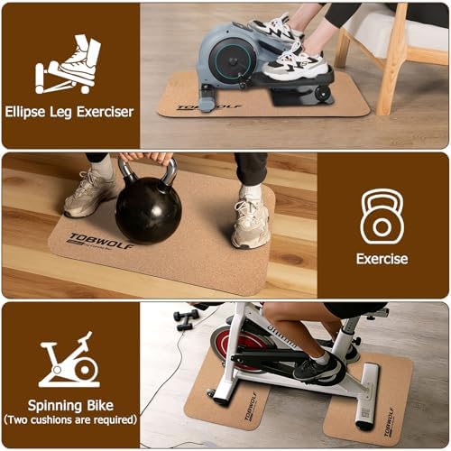 TOBWOLF Non-Slip Workout Mat for Ellipse Leg Exerciser, Ellipse Machine Mat, Exercise Mat for Under Desk Ellipticals, Suitable for Electric Seated Foot Pedal Exerciser, Stability & Floor Protection
