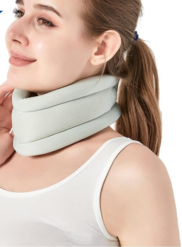 Neck Brace Cervical Collar - Neck Support Brace for Sleeping, Soft Foam Wraps Keep Vertebrae Stable and Aligned for Relief of Cervical Spine Pressure for Women & Men, (12.6-15.8 Inch) Grey (1)