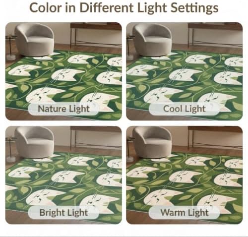 2'x3' Green Cat Forest Faces Interlinked by Washable Doormat