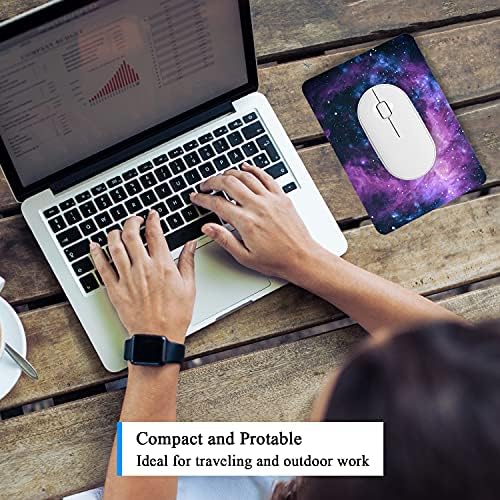 Atufseat Small Mouse Pad, Mini Mouse Pad 6" x 8", Thick Rubber Waterproof Mouse Mat, Cute Mousepad for Women Men Kids Wireless Mouse Mini Laptops Keyboard Tray Home Office Travel, Blue Purple Galaxy