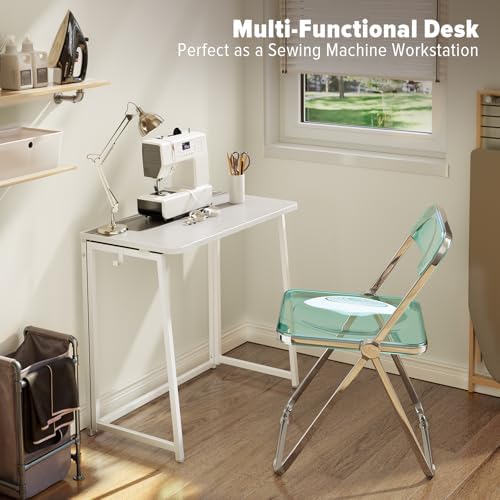 WOHOMO Folding Desk, 31.5" Foldable Computer Table for Small Spaces, White