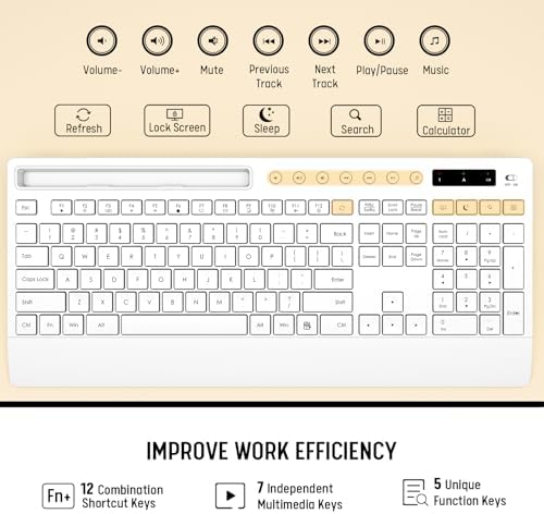 Trueque Wireless Keyboard and Mouse Combo, Full Size with Palm Rest