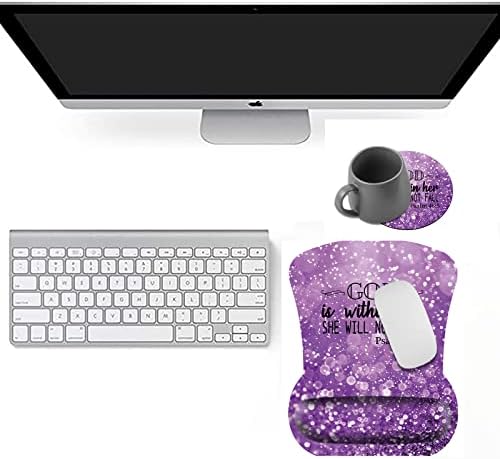 Ergonomic Mouse Pad with Wrist Support Gel Mouse Pad with Wrist Rest, Comfortable Computer Mouse Pad, Pain Relief Mousepad with Non-Slip Rubber Base for Office & Home + Cup Coaster, Purple Psalm 46-5