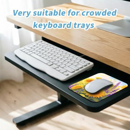 Small Mouse pad, with Edge-Sewn Design, extends Service Life by Twice, occupying the Optimal Size for the Mouse and Wrist Position. (Sunflower)