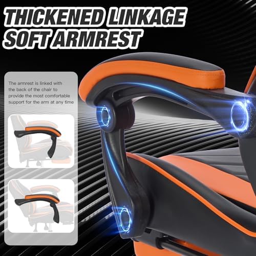 Ergonomic Gaming Chair for Adults with Footrest and Massage
