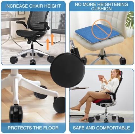 5 Pcs 4'' Extra Large Chair Wheels for Carpet, Large Office Chair Wheels, Heavy Duty Office Twin Chair Casters Replacement 7/16 x 7/8 Grip Ring for Furniture Hardwood Floor Computer Desks
