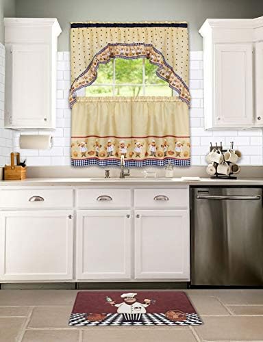 PowerSellerUSA Printed Anti Fatigue Mat, Non Slip Printed Textured Comfort Standing Floor Mats for Living, Dining Room, Bedroom, Kitchen, Office, Work (18x30 in., Cute Kitchen Chef)