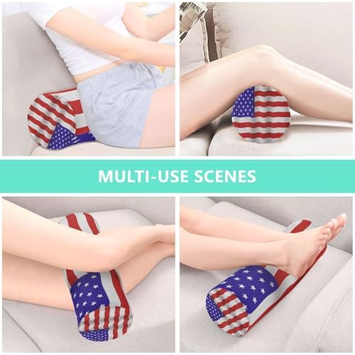 Bolster Pillow Insert Memory Foam Neck Roll Pillow for Sleeping Long Round Pillows for Bed Round Seat Cushion Neck Support Car Vintage Tea Stained American Flag