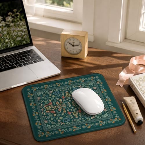 iCasso Aesthetic Small Mouse Pad, 9.5x7.9in,Home Office,Deep Green