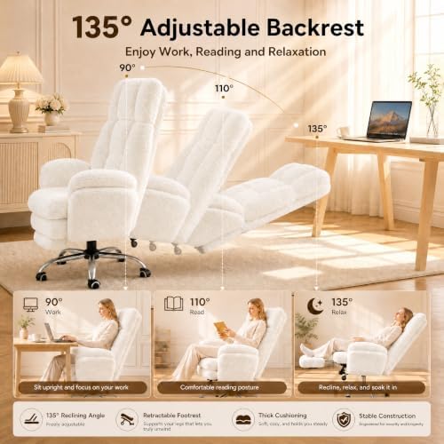Big and Tall Office Chair with Foot Rest & Flip Armrests