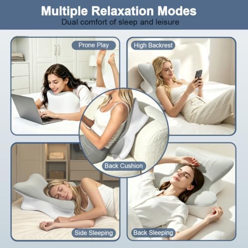 Cervical Neck Pillow for Pain Relief, Ergonomic Reading Pillow for Bed