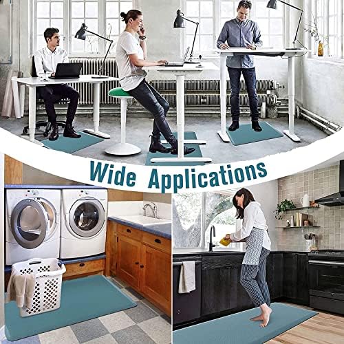 Carvapet 17x39 Anti Fatigue Mat Waterproof Ergonomic Standing Desk Rug Teal
