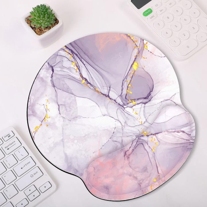 KONVINIT Ergonomic Mouse Pad with Wrist Rest, Purple Mousepad with Non-Slip Rubber Base and Smooth Surface, Small Mouse Pads for Desk, Office Desk Accessories