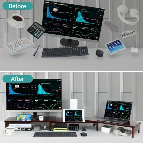 Nnewvante Bamboo Monitor Riser, 60 inch Upgrade Height Large TV Riser