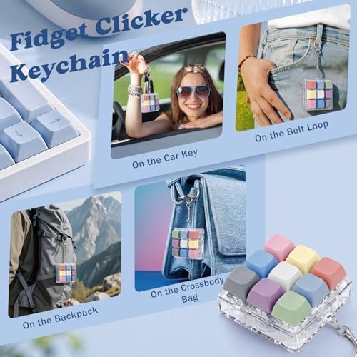 Keyboard Fidget Toy, Creamy Fidget Clicker Keyboard Fidget Keychain, Button Fidget Gifts for Adults, Boost Focus & Ease Anxiety Anywhere — Perfect Stress-Relief Gift (3×3 Grid Layout C)