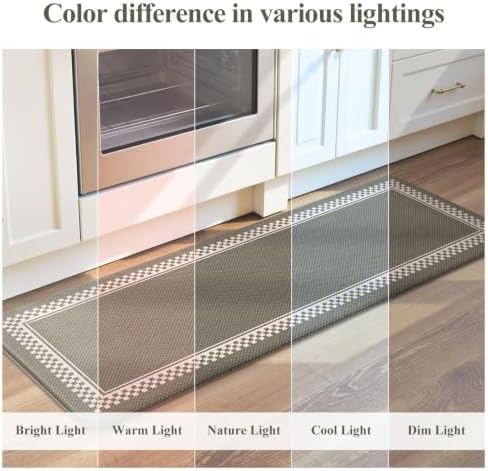 KIMODE Anti Fatigue Mats for Kitchen Floor Checkered Kitchen Rugs Sets of 2