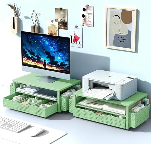 Desk Organizers and Accessories, Printer Stand with Storage, Sage Green