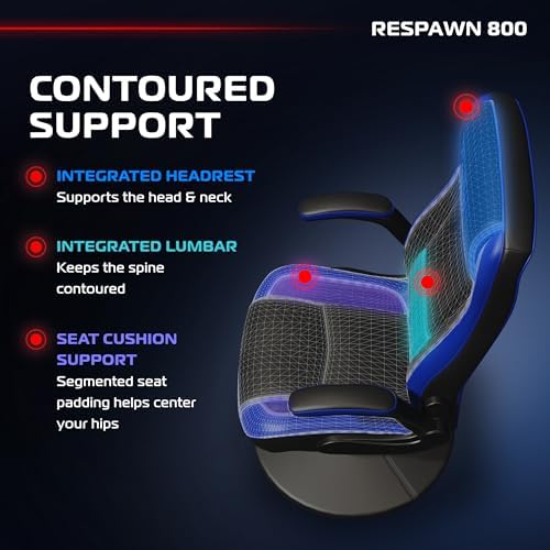 RESPAWN 800 Console Rocker Gaming Chair, Swivel Seat with Lumbar Support