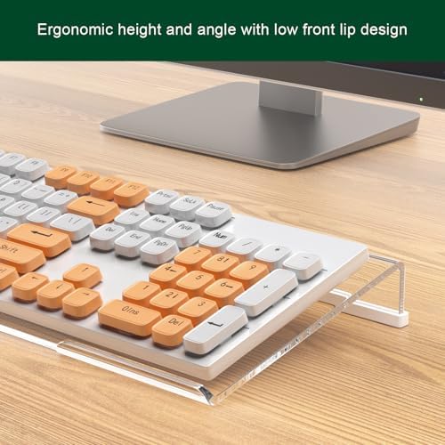 Computer Keyboard Stand Holder - Ergonomic Acrylic Keyboard Stand for Desktop Comfortable Keyboard Tray Riser with Silicone Anti-Slip Strip for Home School Office Desk Accessory, Clear