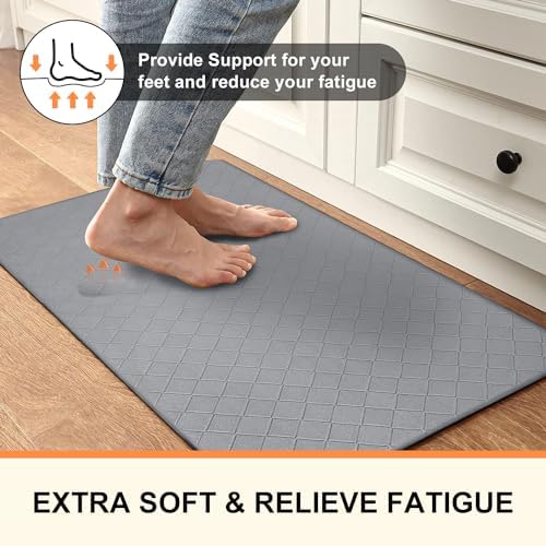 HEBE Anti Fatigue Kitchen Rugs Set of 3, Cushioned Kitchen Mats for Floor
