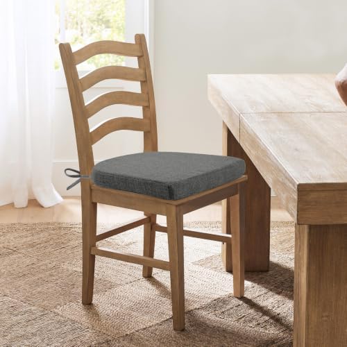 Chair Cushions for Dining Chairs, Non Slip Chair Pads with Ties and Washable Covers, Memory Foam Kitchen Chair Cushions Set of 8, 16"X16"X2.5", Dark Gray