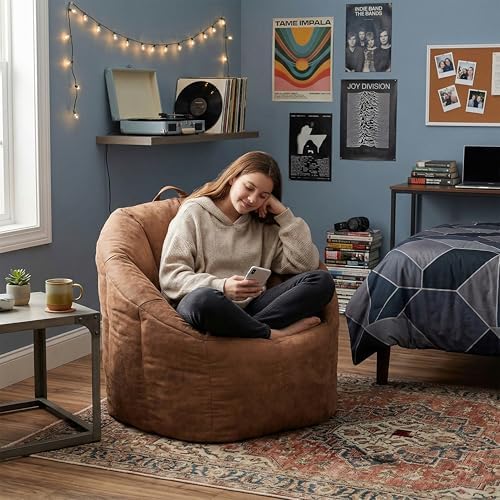 Big Joe Milano Lightweight Kids Bean Bag Chair, Chestnut Eaglet
