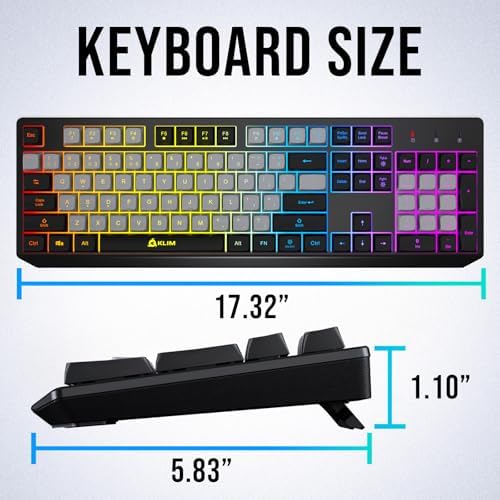 KLIM Wireless Gaming Keyboard RGB - Water-Resistant Rechargeable Backlit
