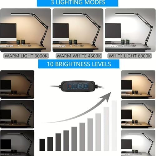 LED Clip On Easel Lamp with Adjustable Swing Arm, 3 Colour Modes Dimmable