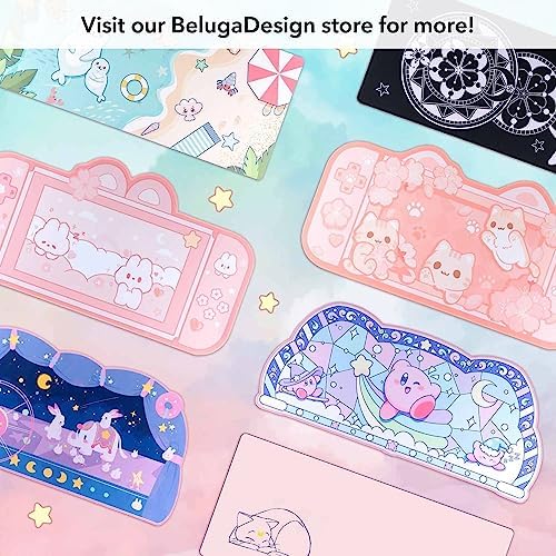 BelugaDesign Space Desk Pad | Voyager Spaceship Moon Galaxy Science SciFi Nerdy Mouse Pad | Large Gray Gold Keyboard Laptop Gaming Mousepad | Machine Washable Non-Slip Desk Blotter Protector Mat