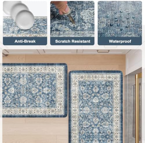KIMODE Kitchen Mats Cushioned Anti Fatigue, Boho Oriental Kitchen Rugs Set