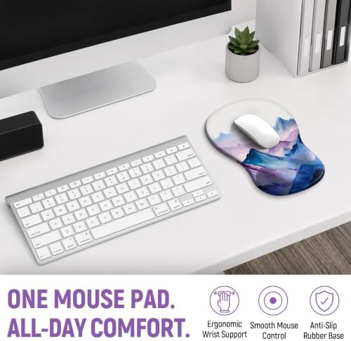Ergonomic Mouse Pad with Wrist Rest, Gel Wrist Support, Peaks