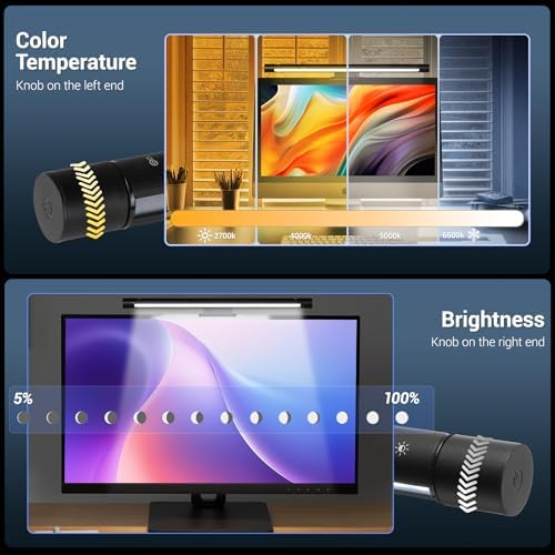 PROSmart Monitor Light Bar, Computer Monitor Lamp, 250LM No Glare Eye-Care LED Screen Bar, Fit for Curved/Flat Monitor, USB Reading Screenbar for Home/Office/Work/Game
