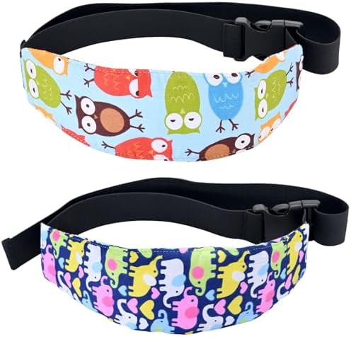 Head Support for Stroller Car Seat - Head Band Strap Headrest for Sleeping Traveling for Toddler Kids Children Child Baby Infant- (Elephant+Blue)