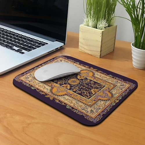 Non-Slip Rectangle Mousepad, WIRESTER Vintage Oriental Purple Persian Floral Rug Mouse Pad for Home, Office and Gaming Desk