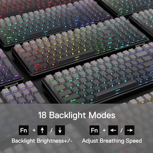 Redragon K744 GB PRO 99 Keys Wireless Gasket RGB Gaming Keyboard, 3-Mode Mechanical Keyboard w/Hot-Swap Socket, Gradient PBT Keycaps & 5-Layer Noise Dampening, Custom Linear Switch