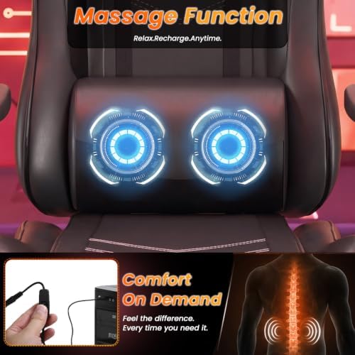 BestOffice Massage Gaming Chair with Footrest, Office Desk Chair, Black