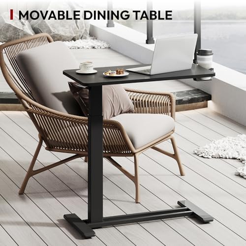 SANODESK 28''Mobile Standing Desk with Hidden Wheels,Pneumatic Laptop Desk