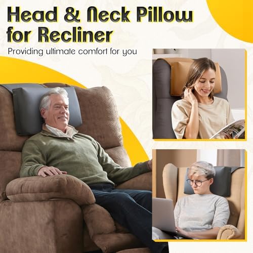 1 MIDDLE ONE Recliner Pillow, Memory Foam Head, Headrest and Neck Pillow for Recliner Chair, Small Neck Support for Office Chair (Brown)